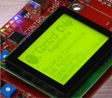 Placa eletrônica com display GLCD com Montagem feita pela ControlChip